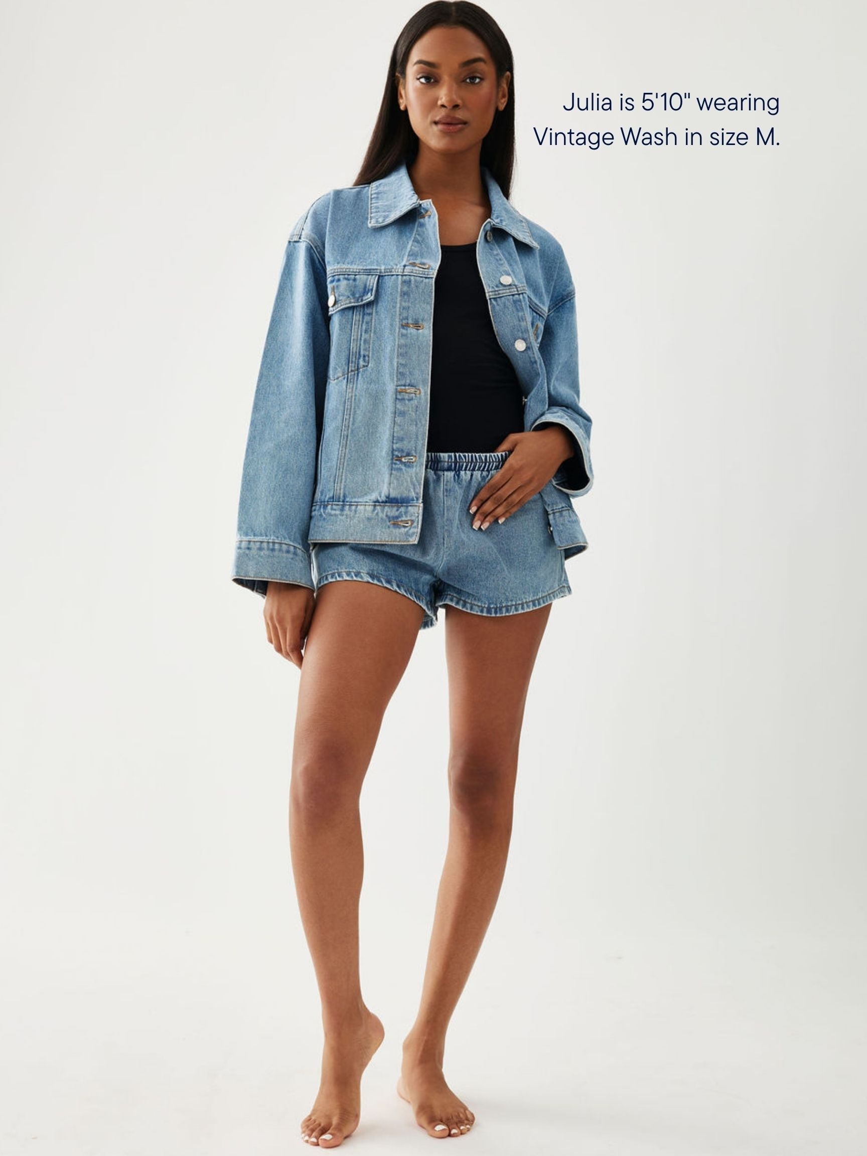 Elastic Denim Short