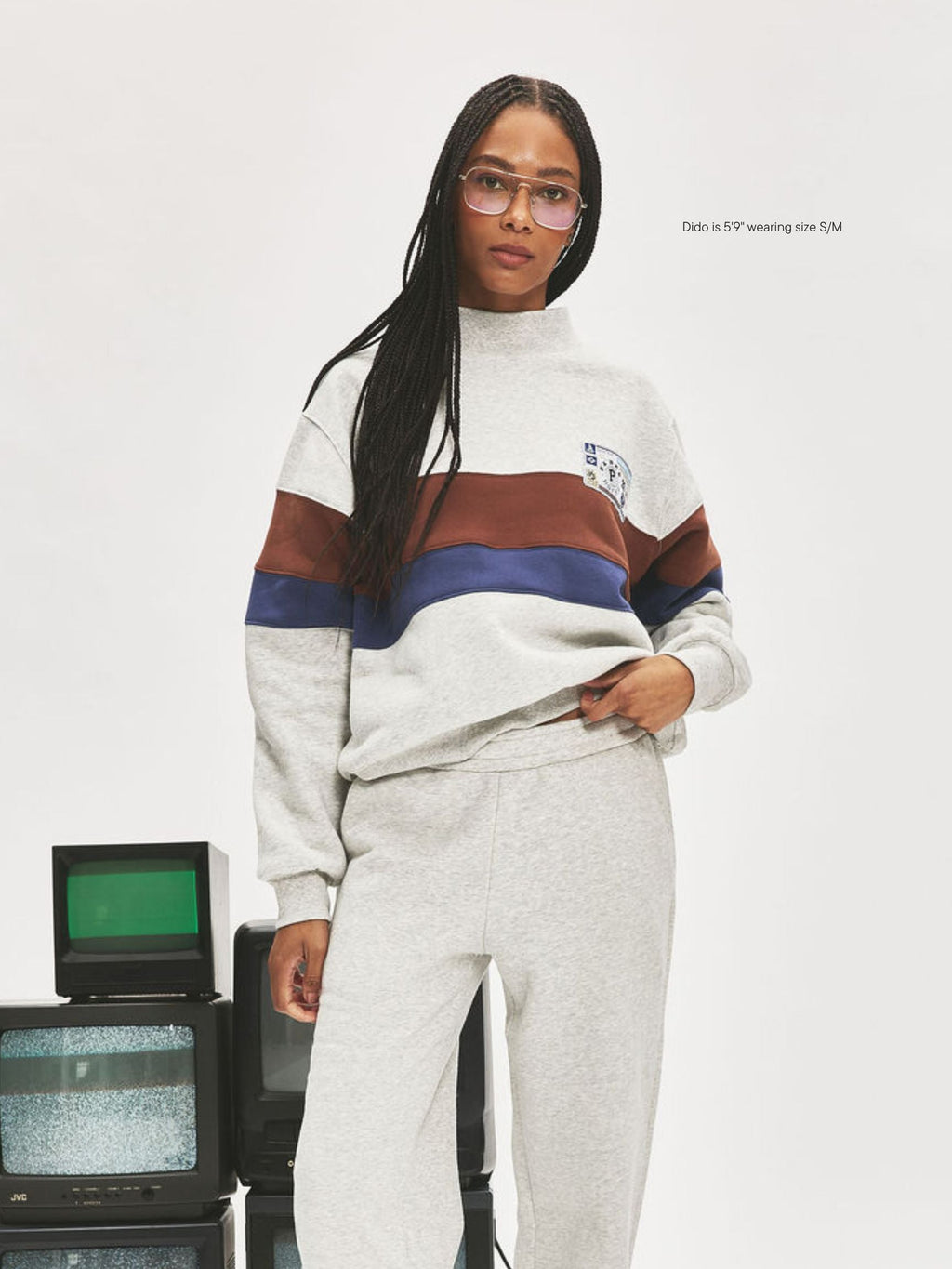Vintage Striped Mockneck With Nostalgia Patch