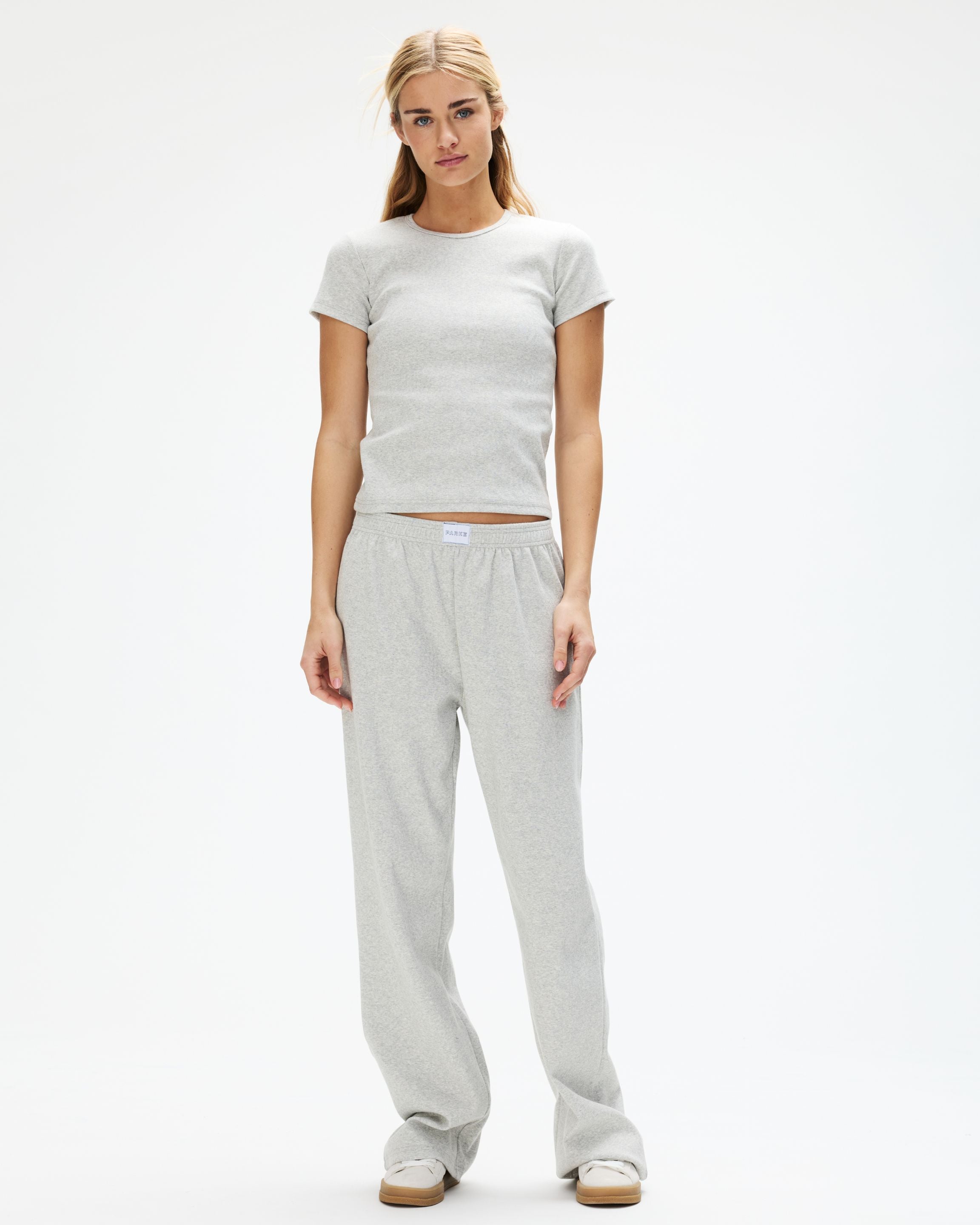 Ribbed Short Sleeve T-Shirt - Grey