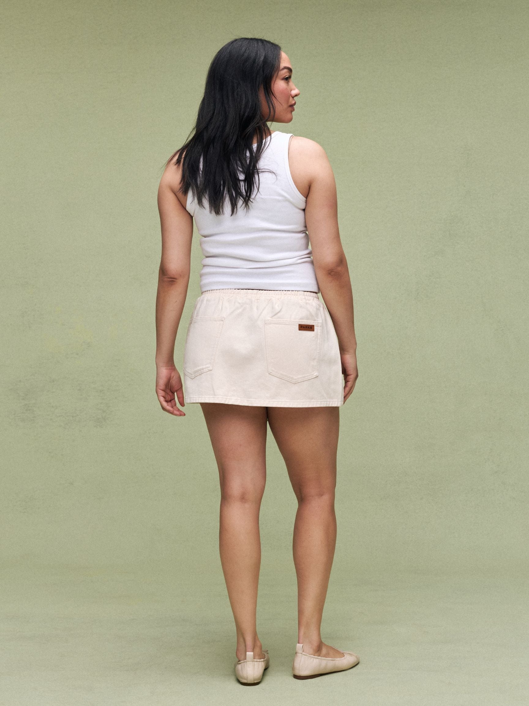 Elastic Mini Skirt - Cream
