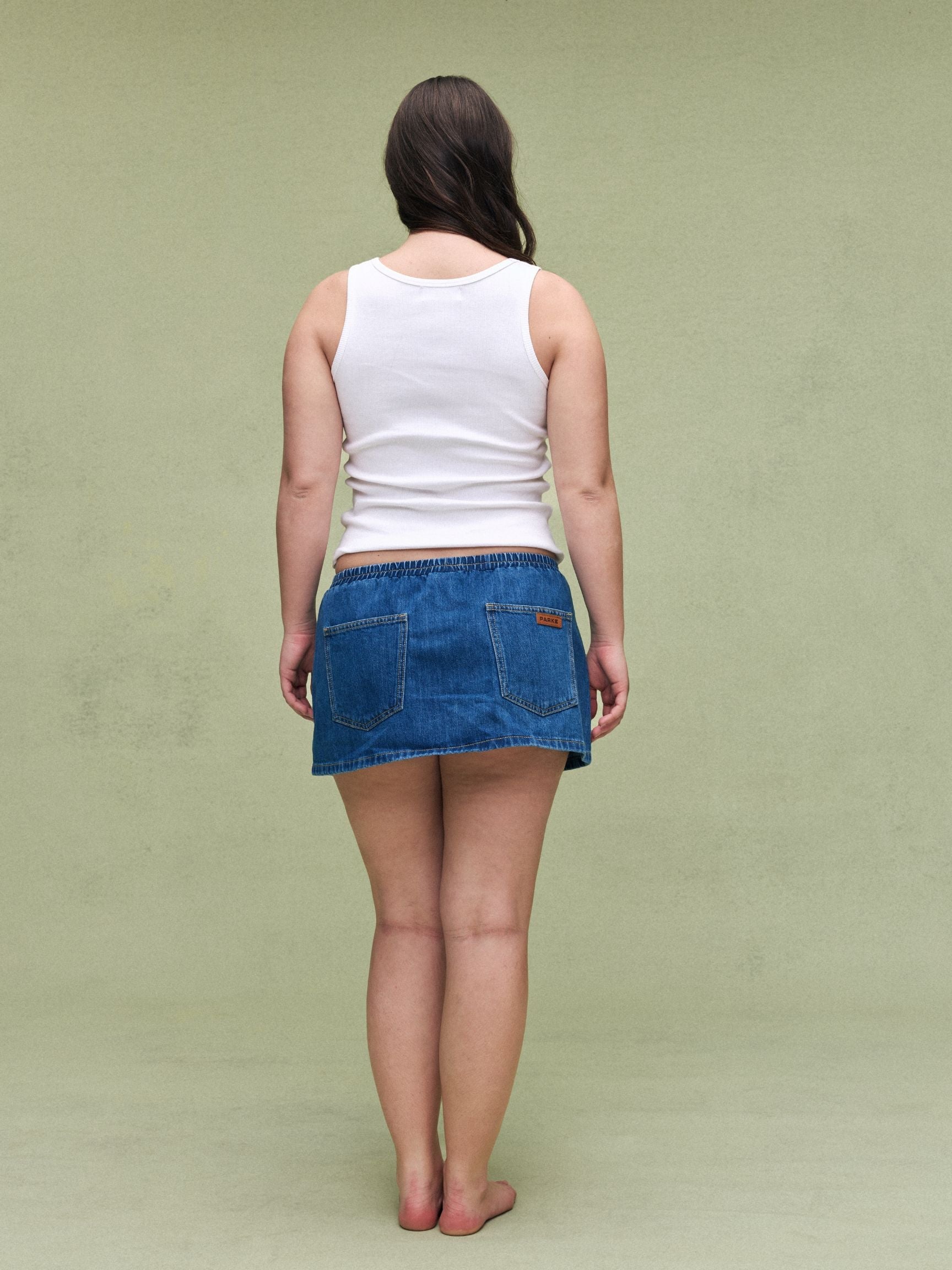 Elastic Mini Skirt - Medium Wash