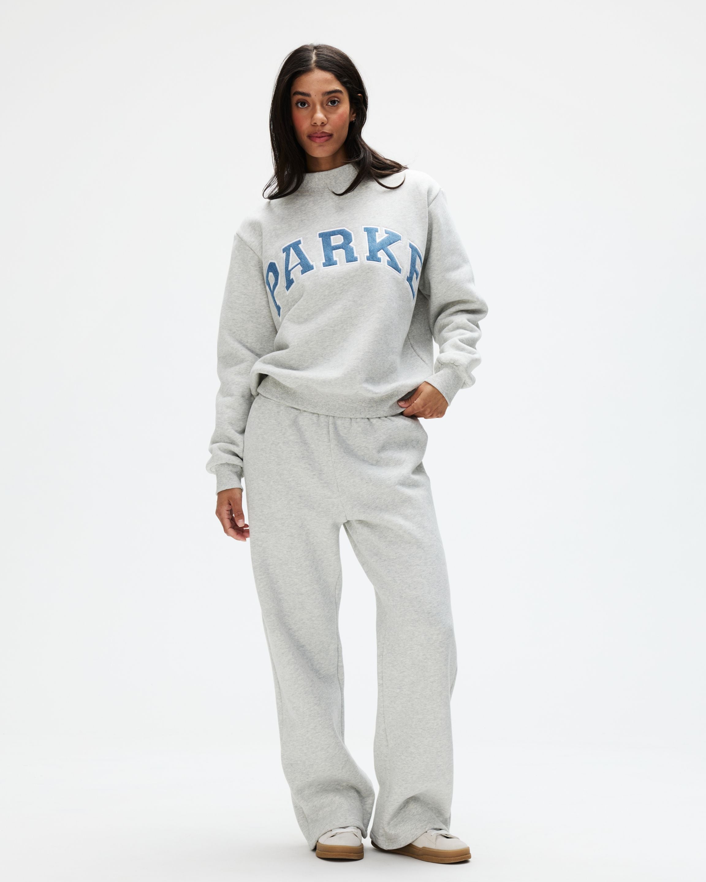 Vintage Denim Varsity Mockneck - Classic Grey + Vintage Denim